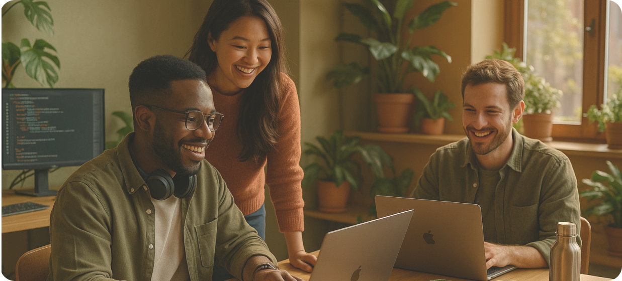 Equipe feliz desenvolvendo